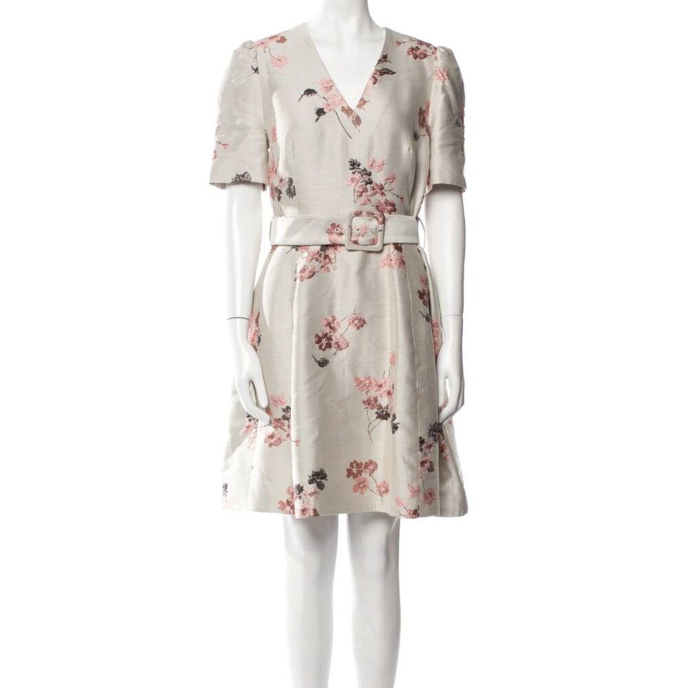 CO Pink Floral Jacquard Dress in Beige, size Medium (Fits size Small)